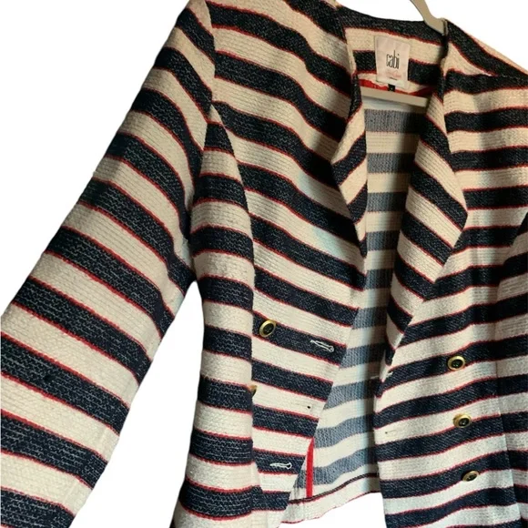 Cabi women’s blazer jacket unlined red cream blue size 8 nautical coastal office - Picture 6 of 17